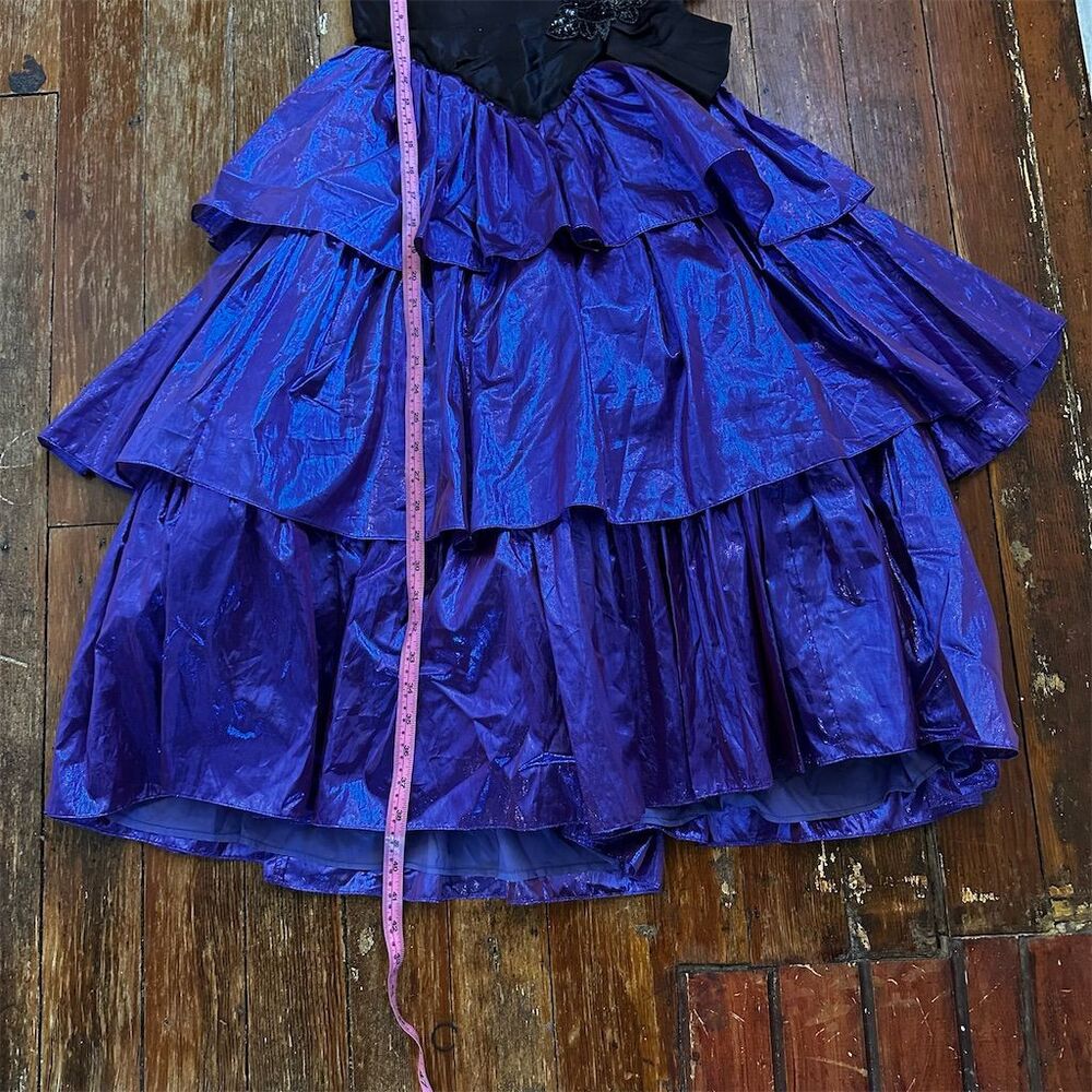 VTG Jessica McClintock x Gunne Sax 1980s Black/Purple Strapless Dress -XS - Picture 6 of 10